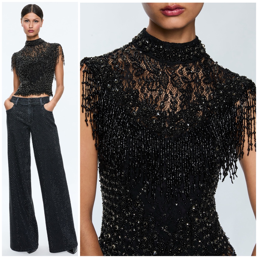 Alice + Olivia Pria Embellished Top